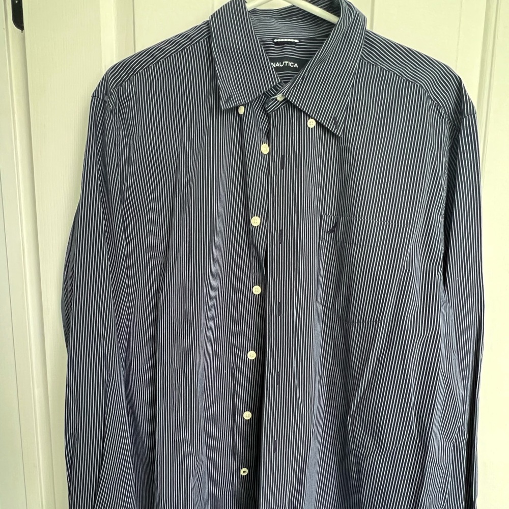 Men dress shirt white stripe